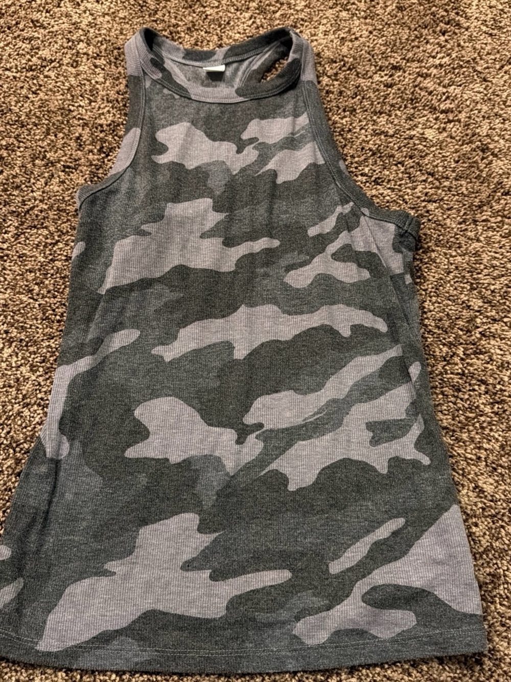 Old Navy Gray & Dark Gray Camo Ribbed Tank Top